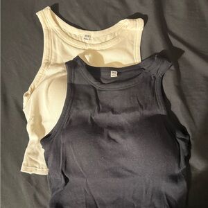 UNIQLO Ribbed Bra Tops in Black and Cream